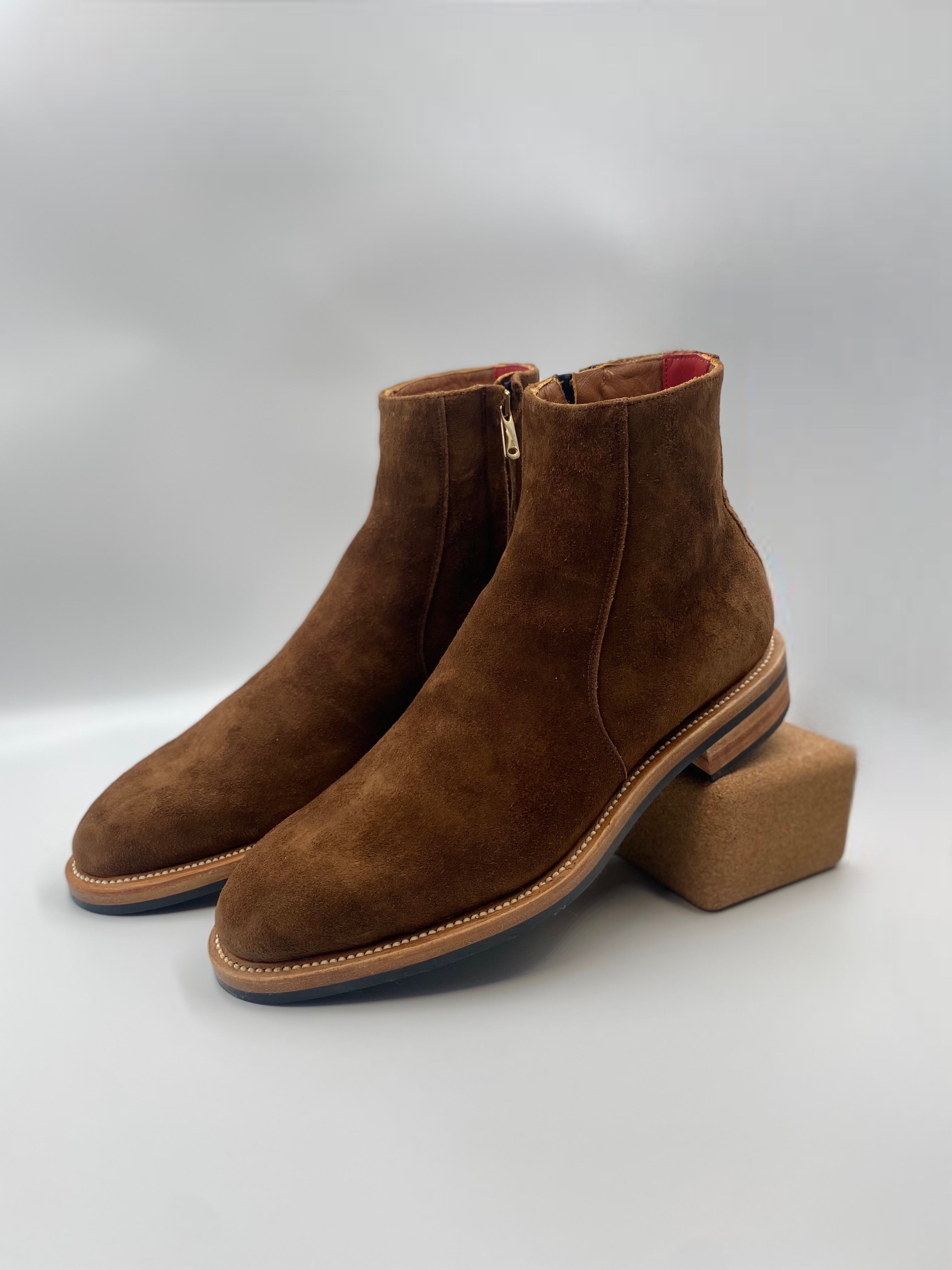 Mens suede zip up on sale boots